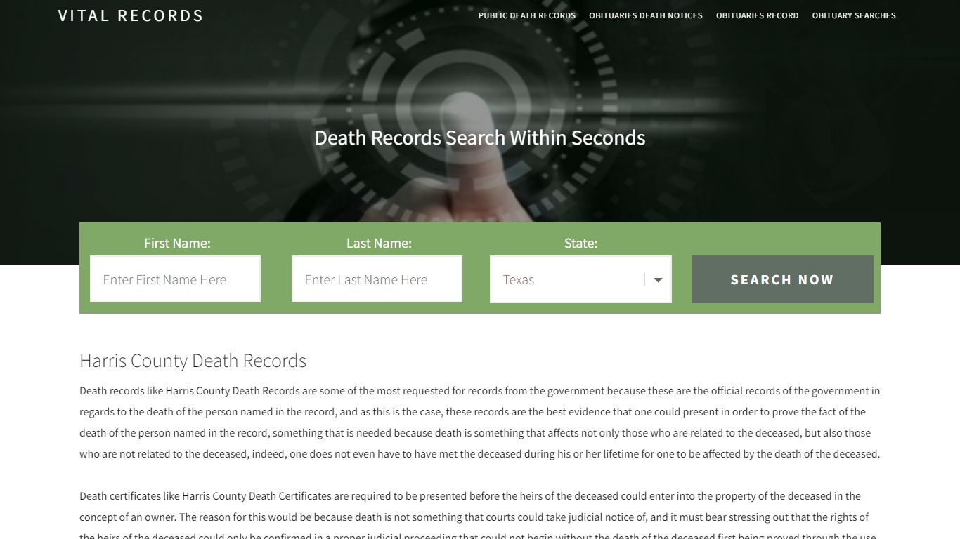 Harris County Death Records | Enter Name and Search|14 ...